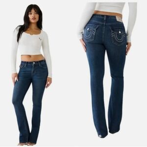 True Religion Becca Crystal Flap Mid Rise Bootcut Jeans Size 28